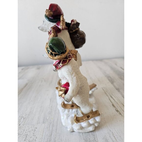 Polar bear skater skiers figurine statue large Xmas decor family - Picture 4 of 10